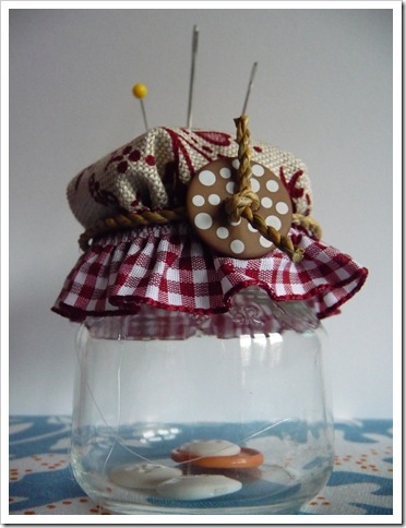 barattoli di vetro contenitore per bottoni shabby chic