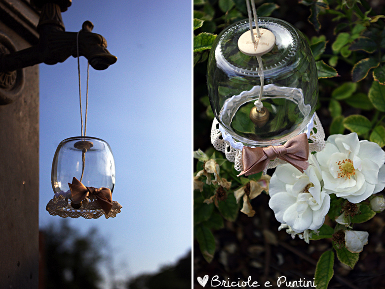 barattoli di vetro riciclo con fantasia shabby chic