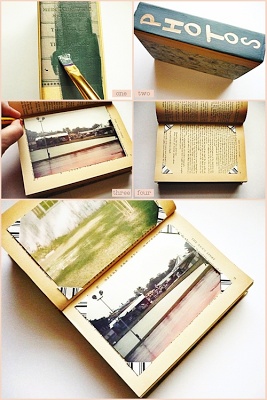 libri come portafoto shabby chic