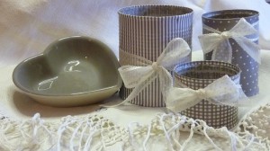 barattoli shabby chic decorati stoffa