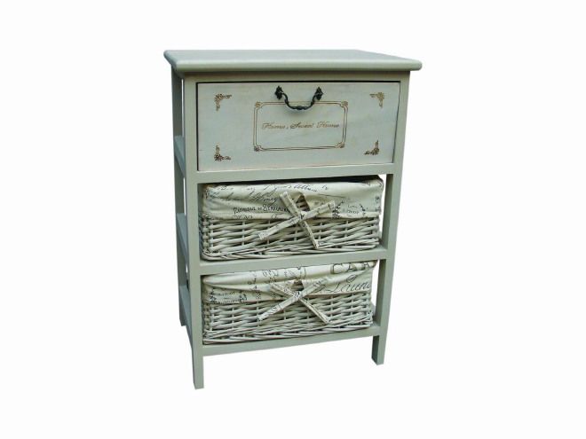 cassettiera shabby chic legno cesti di vimini
