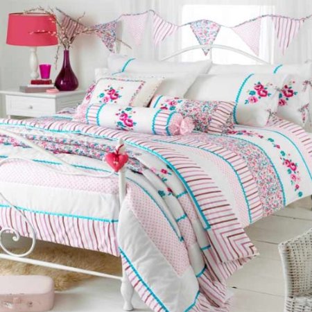 trapunta estiva shabby chic rosa in cotone