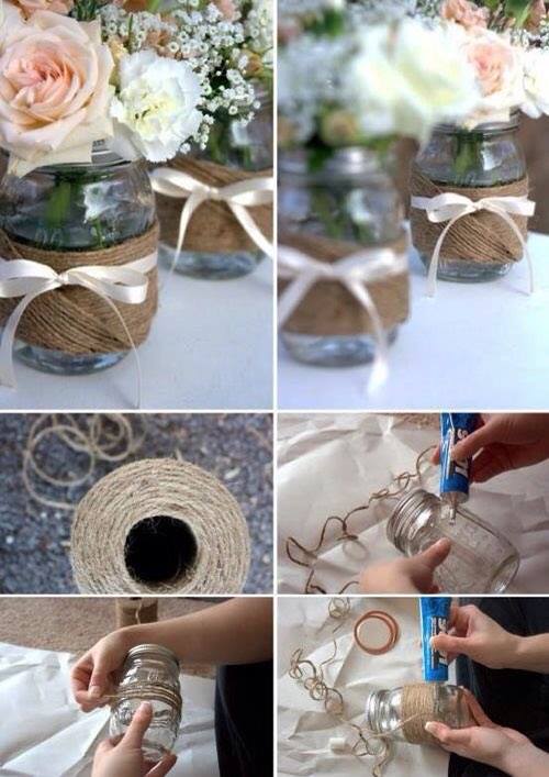 centrotavola-barattolo-vetro-juta-fiori
