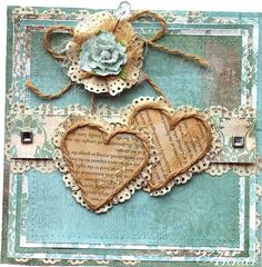 biglietto azzurro cuori