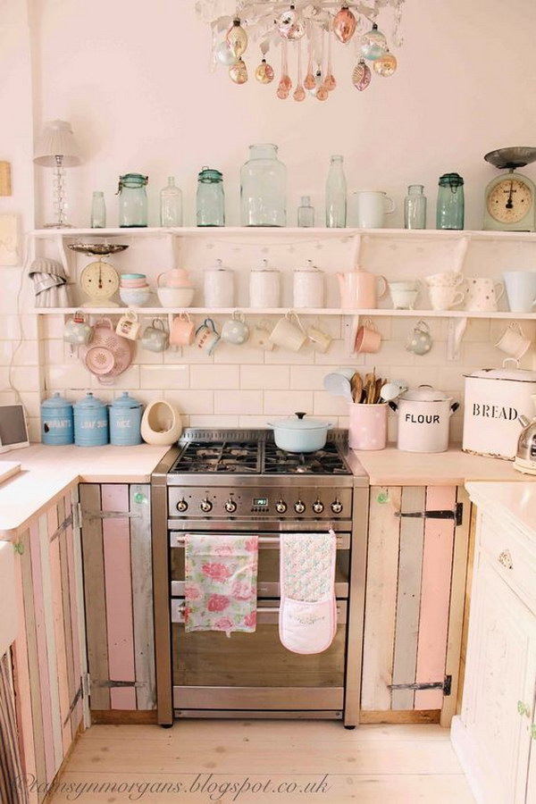 cucina rosa azzurro pastello