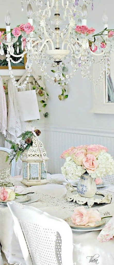 shabby chic sala da pranzo lampadario