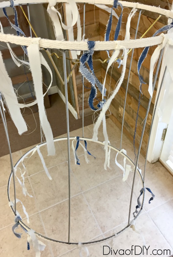 lampadario scampoli jeans